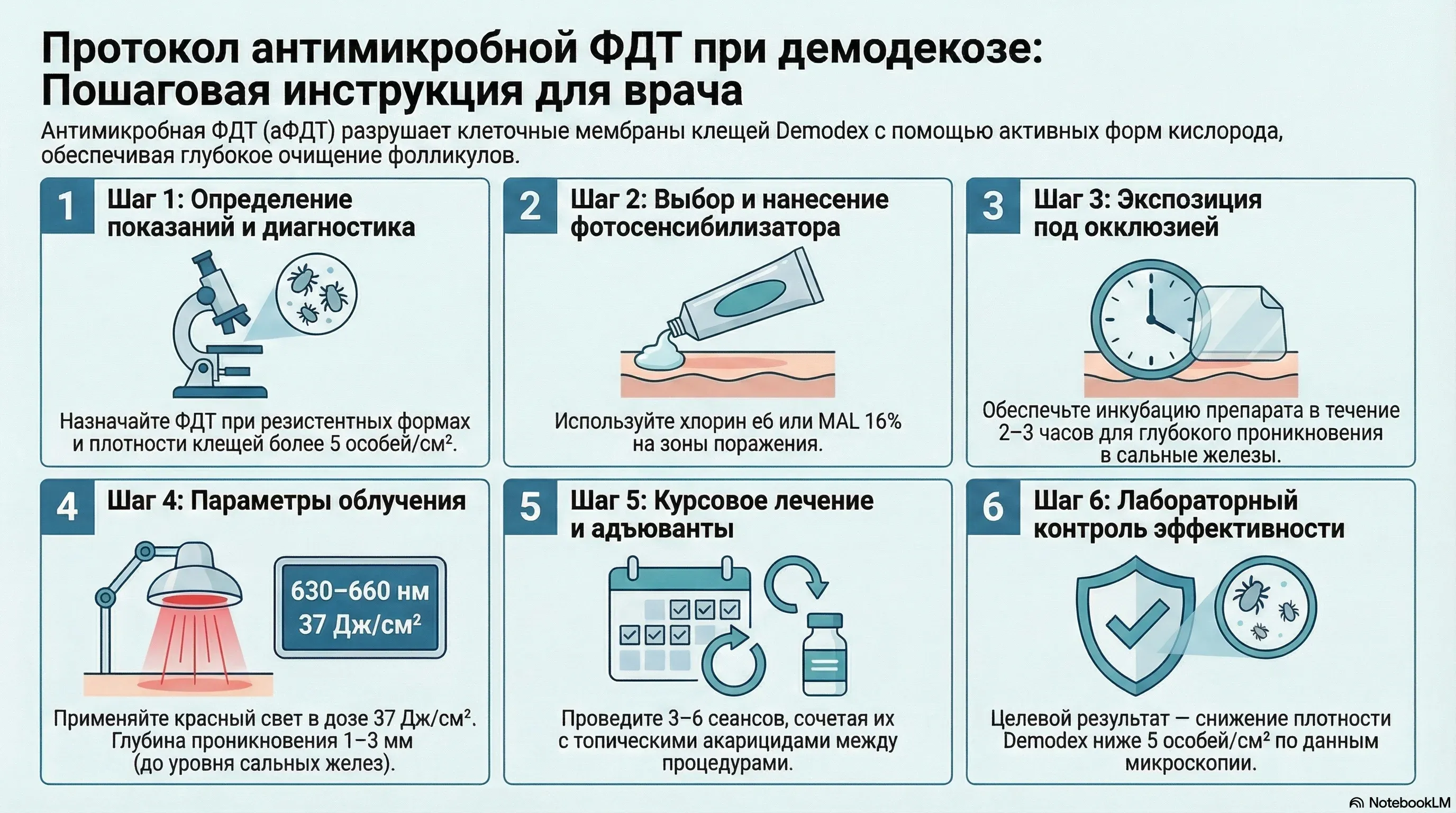 Клинический протокол антимикробной ФДТ при демодекозе: пошаговая инструкция для врача