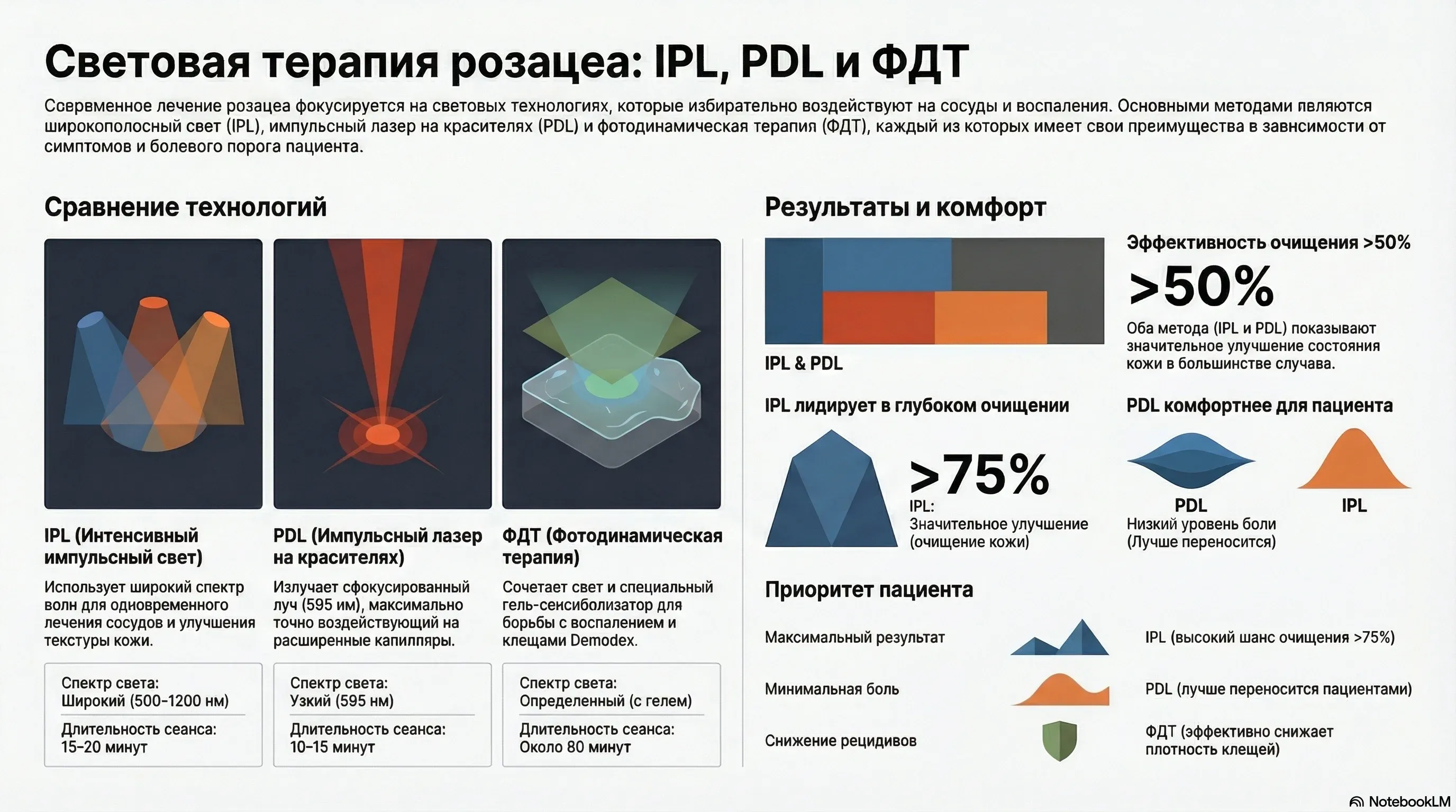 Сравнение ФДТ, IPL и сосудистого лазера при куперозе: показания и различия методов